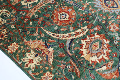 268 x 356 cm | Floral Bidjar Green Area Rug Afghan Hand Knotted Veg Dye Wool carpet