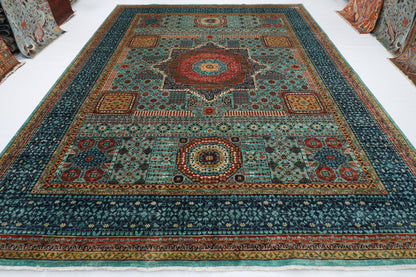 299 x 394 cm | Mamluk large Area Rug Afghan Hand Knotted veg Dye Wool carpet