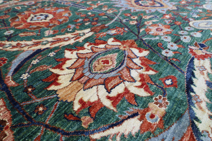 268 x 356 cm | Floral Bidjar Green Area Rug Afghan Hand Knotted Veg Dye Wool carpet