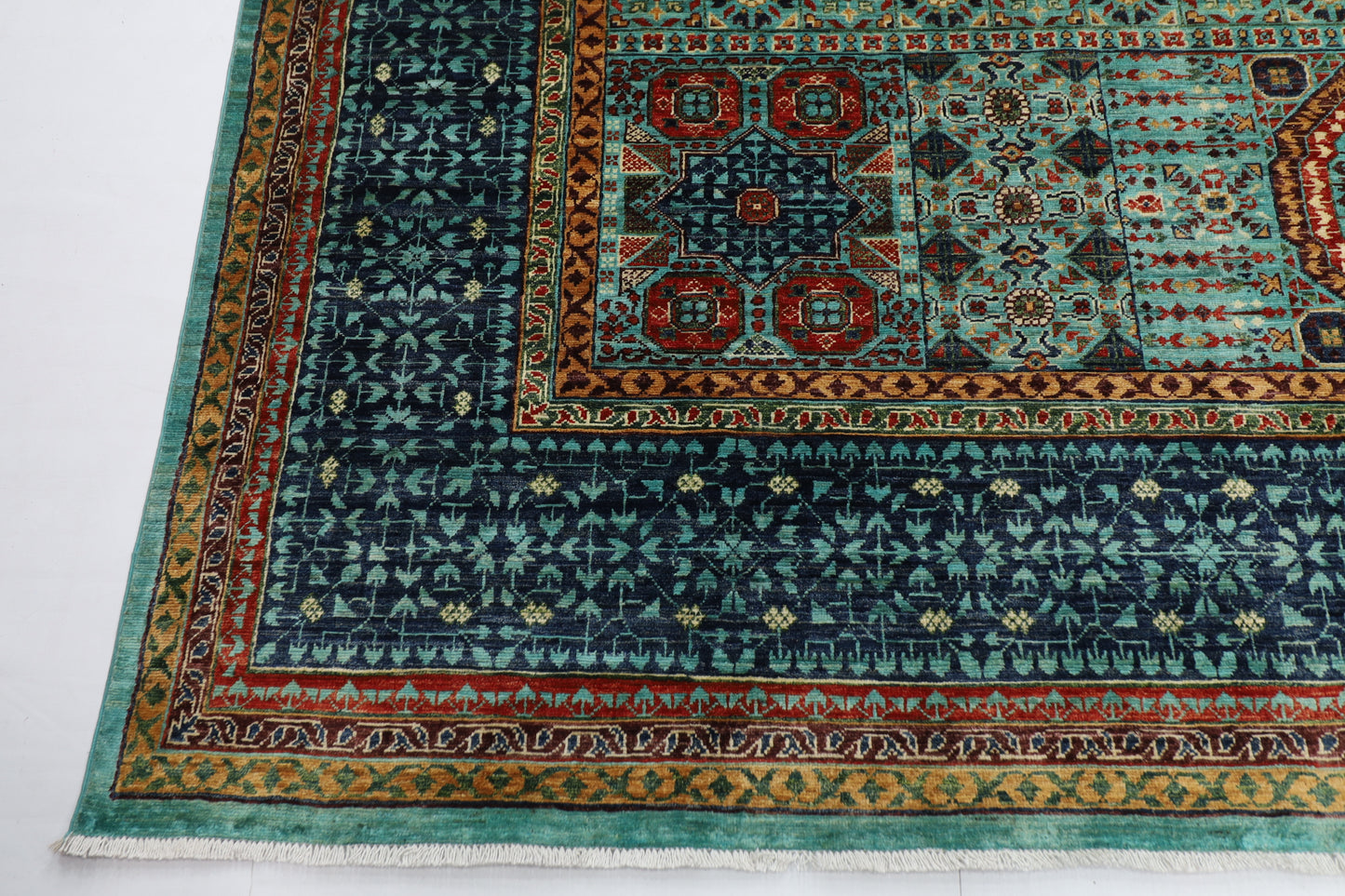 299 x 394 cm | Mamluk large Area Rug Afghan Hand Knotted veg Dye Wool carpet
