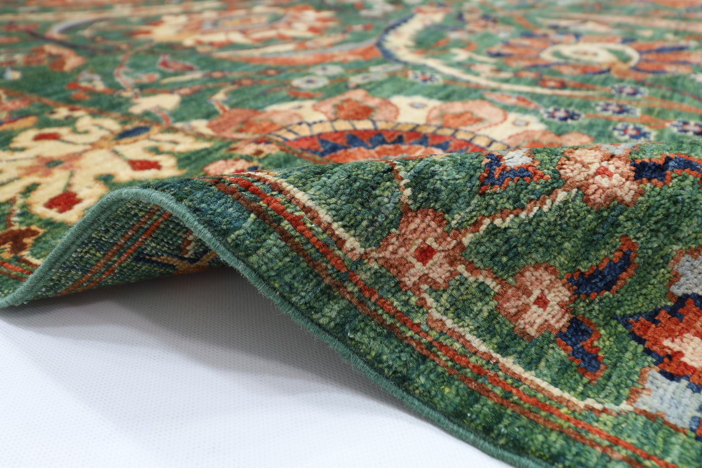 268 x 356 cm | Floral Bidjar Green Area Rug Afghan Hand Knotted Veg Dye Wool carpet