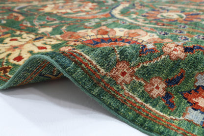 268 x 356 cm | Floral Bidjar Green Area Rug Afghan Hand Knotted Veg Dye Wool carpet