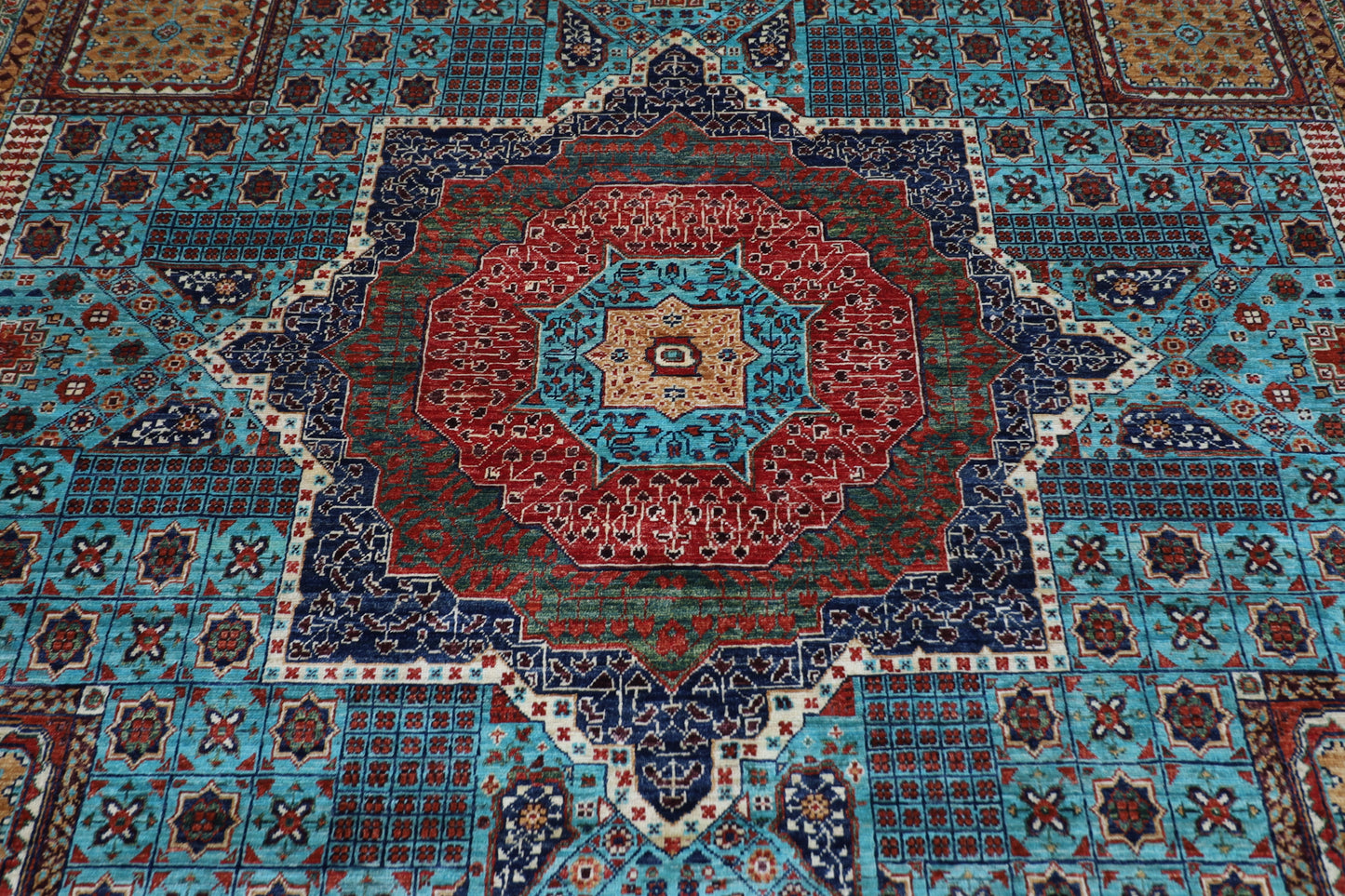 299 x 394 cm | Mamluk large Area Rug Afghan Hand Knotted veg Dye Wool carpet