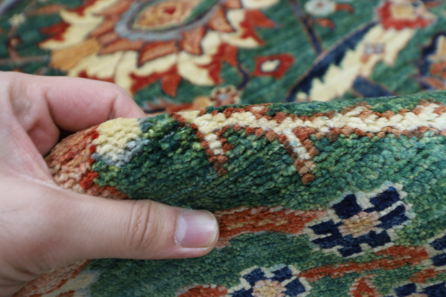 268 x 356 cm | Floral Bidjar Green Area Rug Afghan Hand Knotted Veg Dye Wool carpet