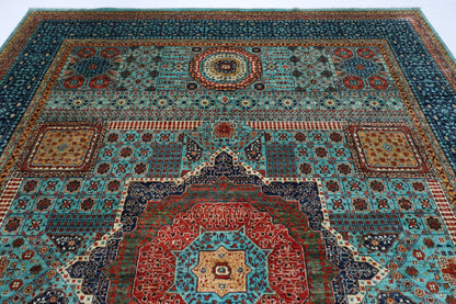299 x 394 cm | Mamluk large Area Rug Afghan Hand Knotted veg Dye Wool carpet
