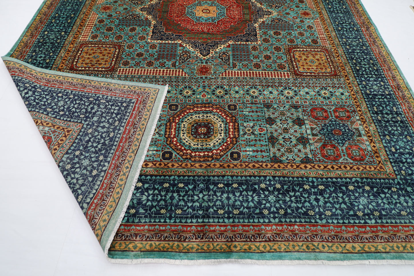 299 x 394 cm | Mamluk large Area Rug Afghan Hand Knotted veg Dye Wool carpet