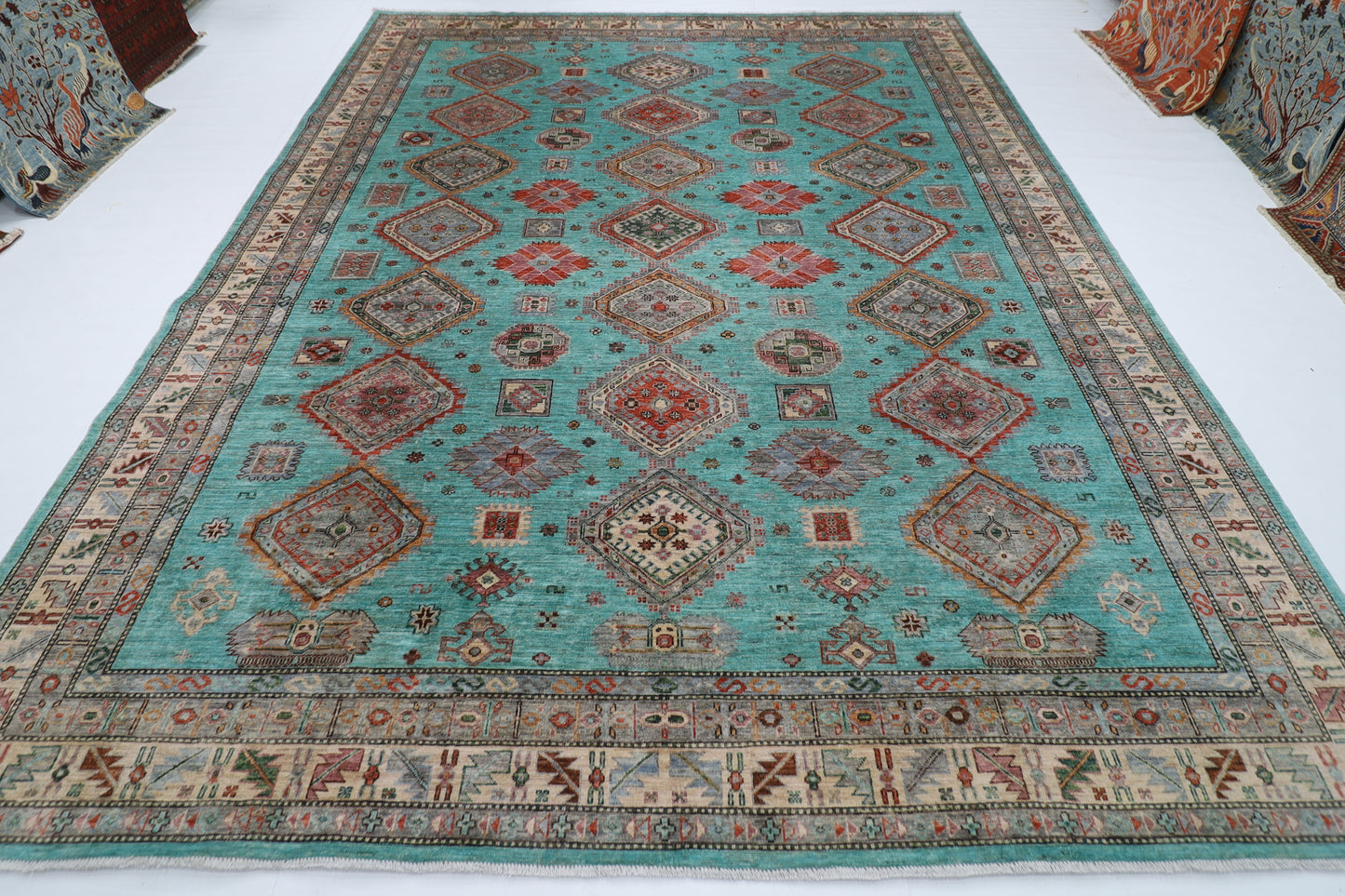 275 x 358 cm | Waziri large Area Rug Afghan Hand Knotted veg Dye Wool carpet