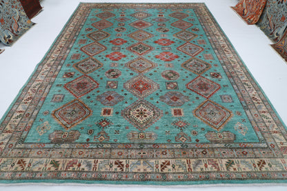 275 x 358 cm | Waziri large Area Rug Afghan Hand Knotted veg Dye Wool carpet