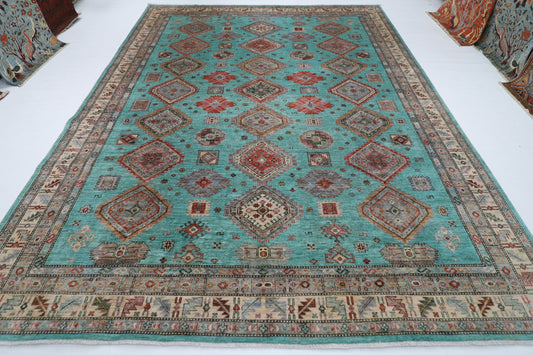 275 x 358 cm | Waziri large Area Rug Afghan Hand Knotted veg Dye Wool carpet