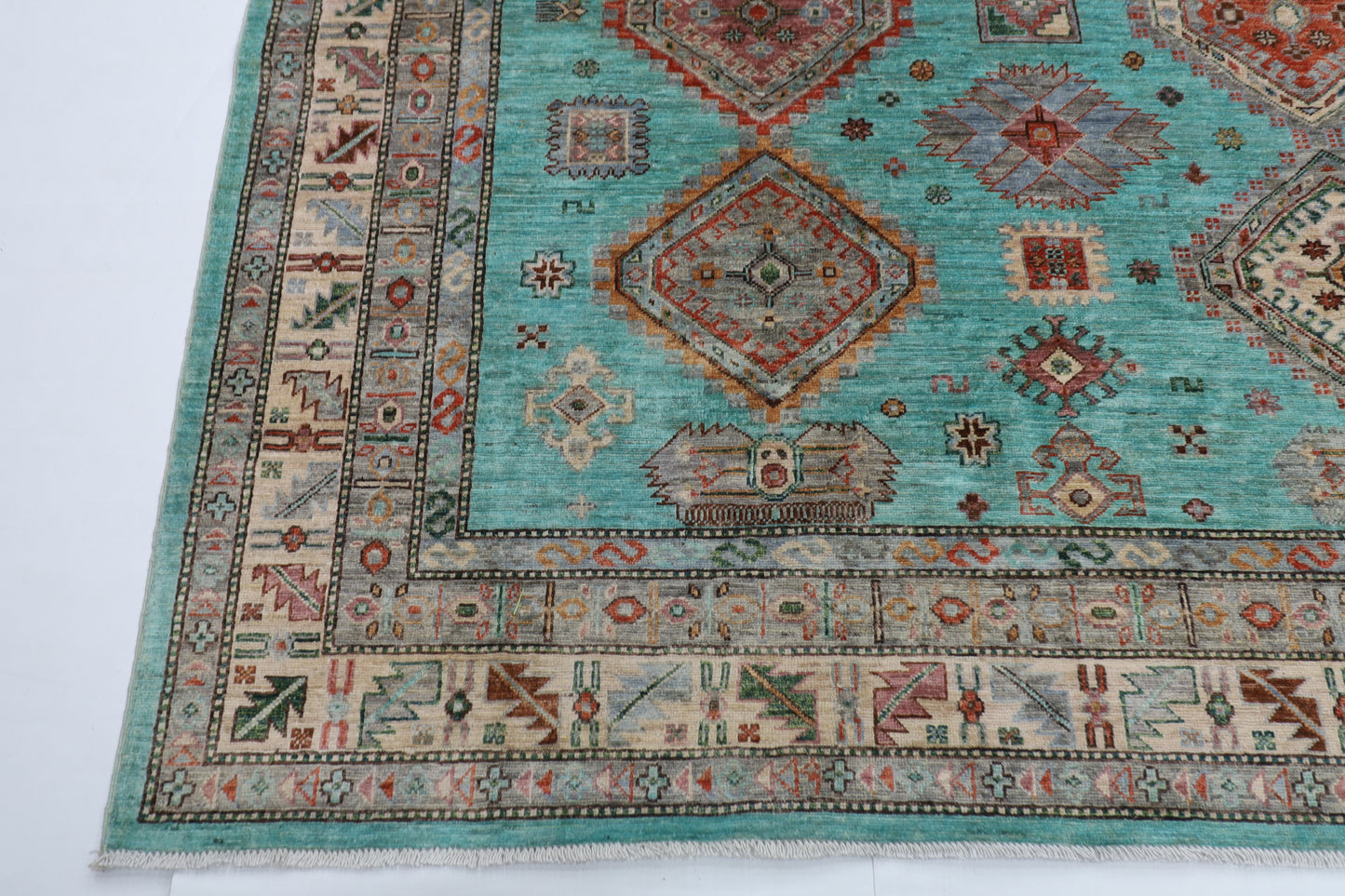275 x 358 cm | Waziri large Area Rug Afghan Hand Knotted veg Dye Wool carpet