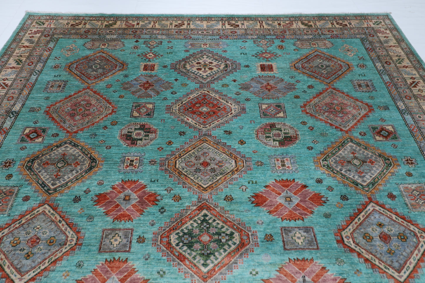 275 x 358 cm | Waziri large Area Rug Afghan Hand Knotted veg Dye Wool carpet
