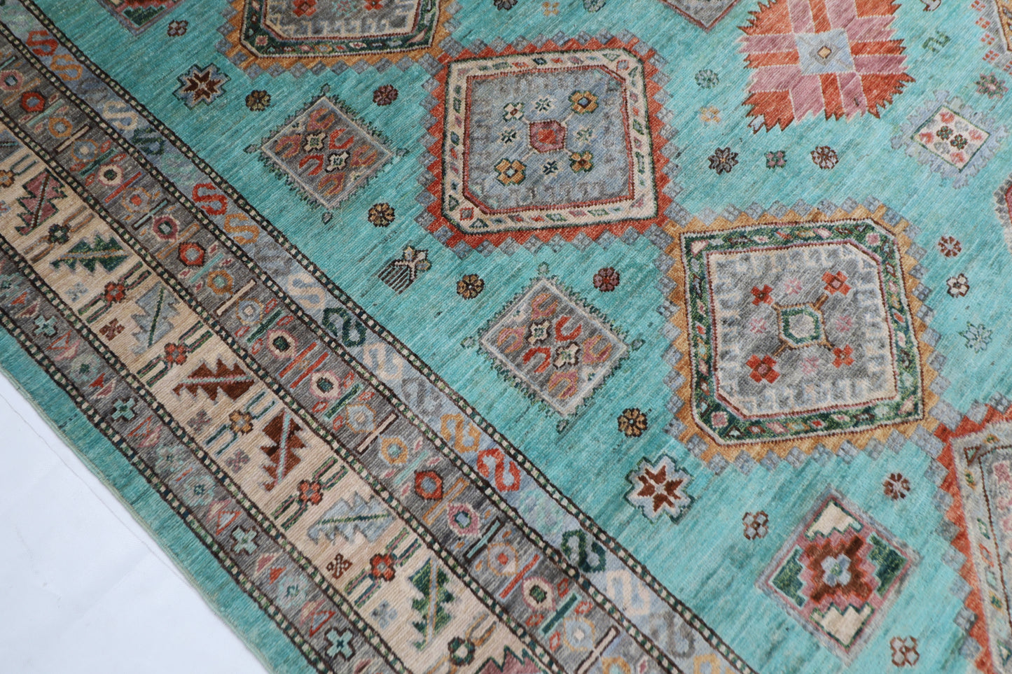 275 x 358 cm | Waziri large Area Rug Afghan Hand Knotted veg Dye Wool carpet