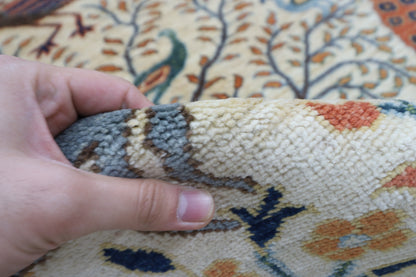 276 x 361 cm | Birds beige Area Rug Afghan Hand Knotted Veg Dye Wool carpet