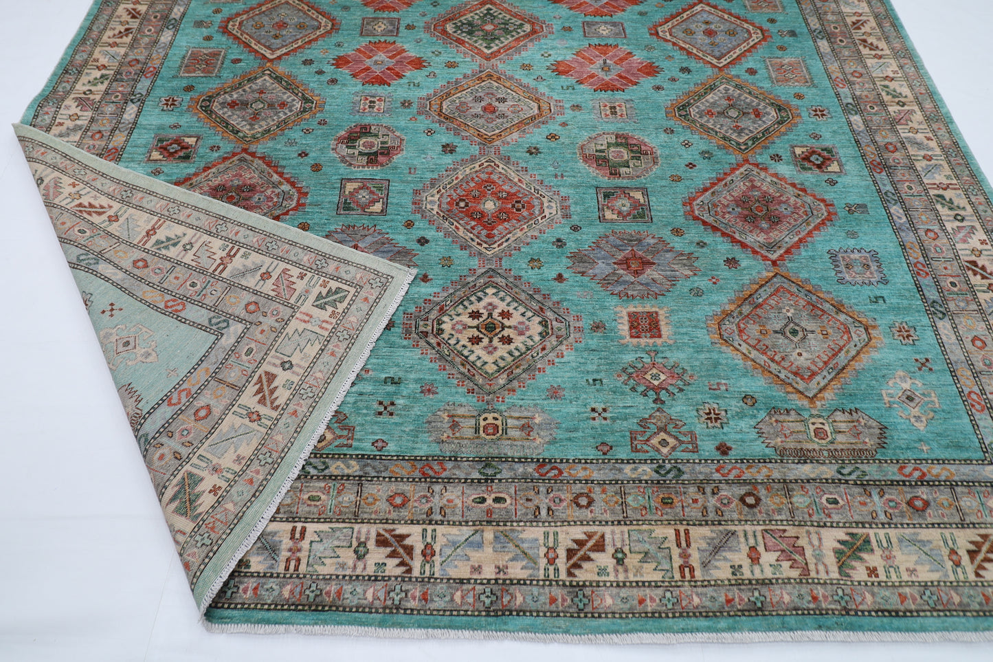 275 x 358 cm | Waziri large Area Rug Afghan Hand Knotted veg Dye Wool carpet