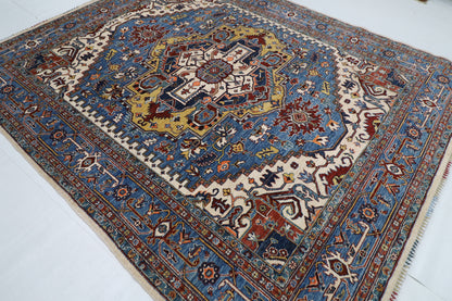 246 x 296 cm | heriz gematric gray Area Rug Afghan Hand Knotted veg Dye Wool carpet