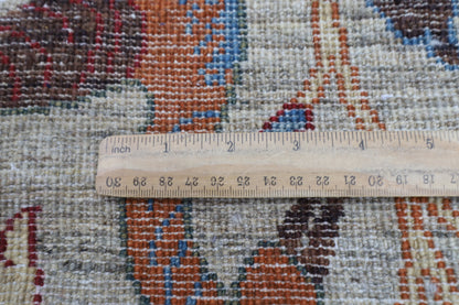 255 x 248 cm | Birds Gray Round Rug Afghan Hand Knotted Veg Dye Wool carpet