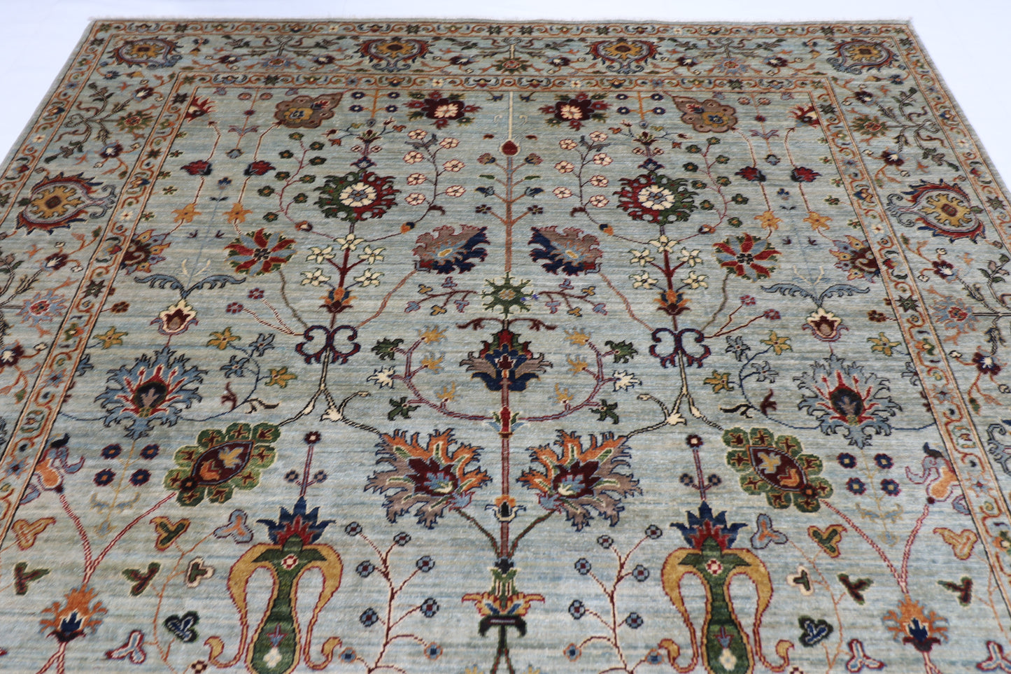 245 x 299 cm | Floral Sultani Area Rug Afghan Hand Knotted Veg Dye Wool carpet