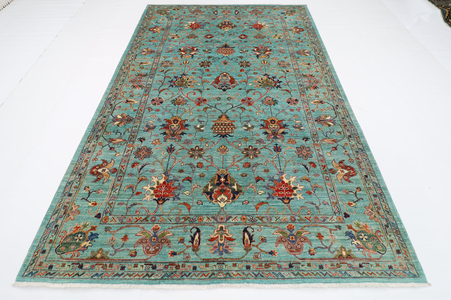 196 x 296 cm | Sultani Floral Area Rug Afghan Hand Knotted Veg Dye Wool carpet