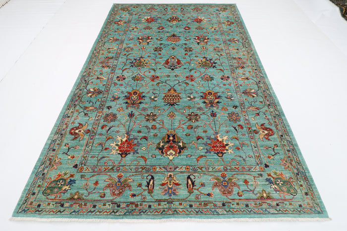 196 x 296 cm | Sultani Floral Area Rug Afghan Hand Knotted Veg Dye Wool carpet