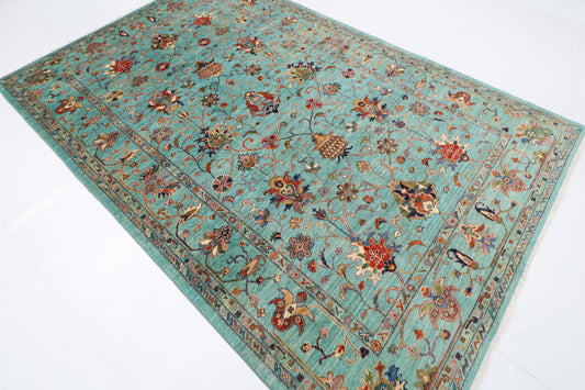 196 x 296 cm | Sultani Floral Area Rug Afghan Hand Knotted Veg Dye Wool carpet