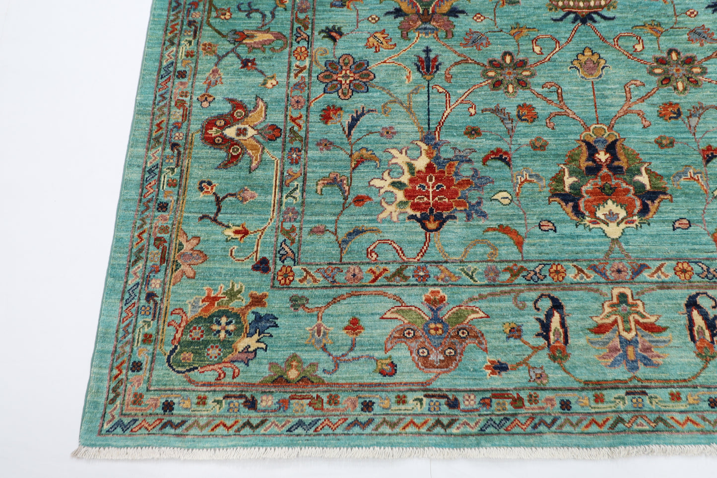 196 x 296 cm | Sultani Floral Area Rug Afghan Hand Knotted Veg Dye Wool carpet