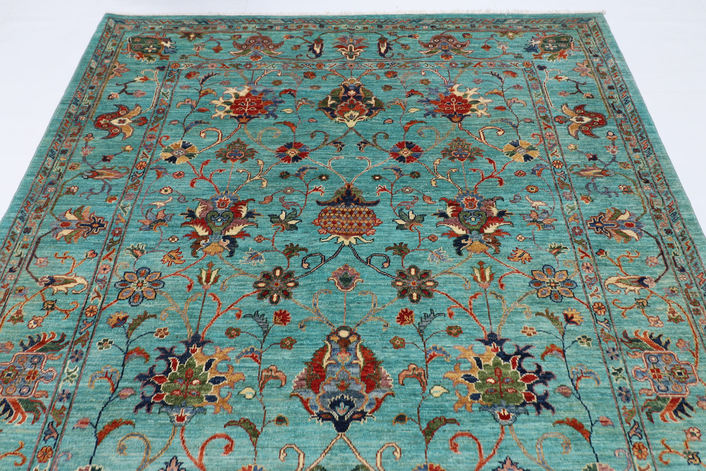 196 x 296 cm | Sultani Floral Area Rug Afghan Hand Knotted Veg Dye Wool carpet
