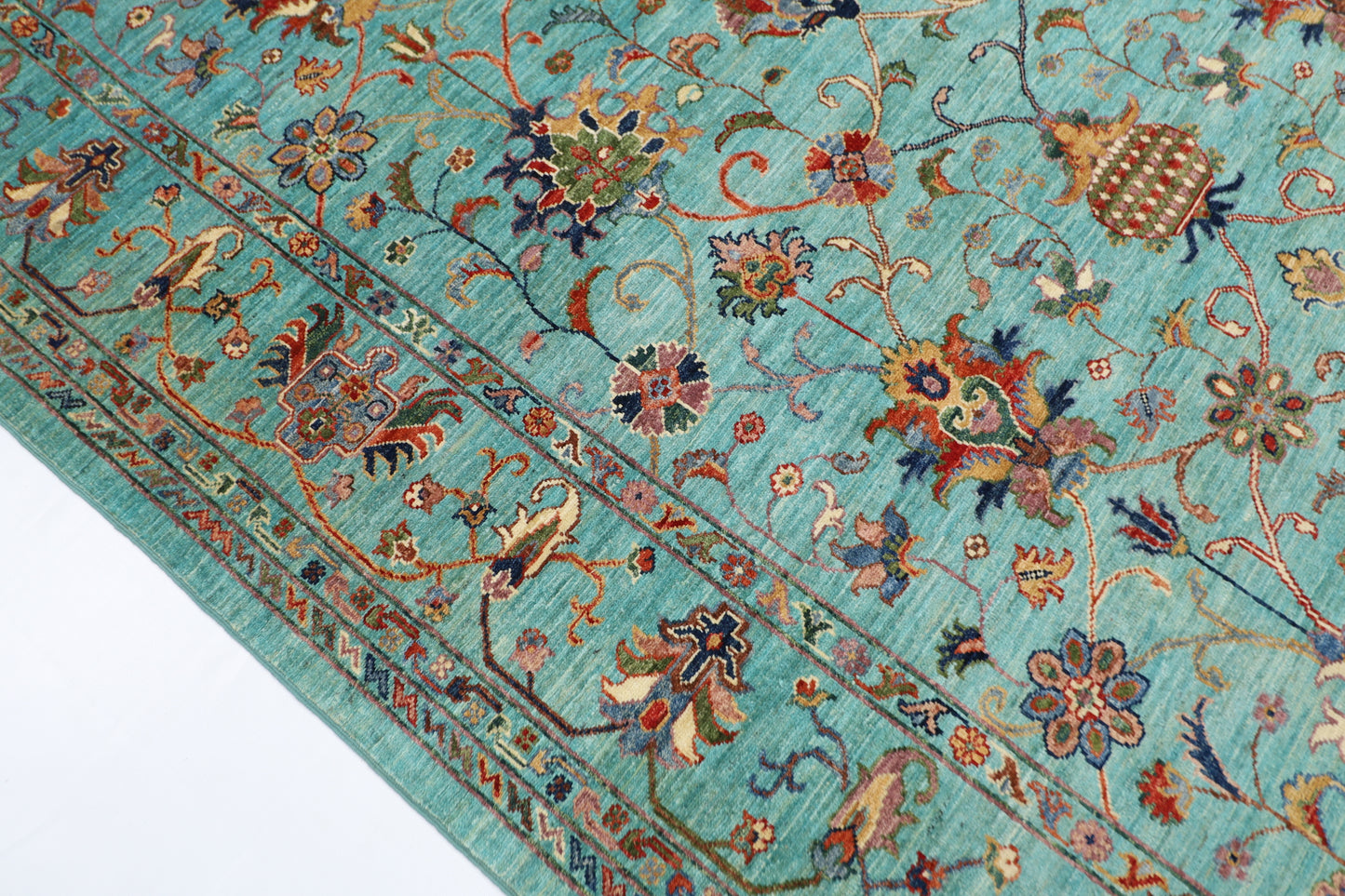 196 x 296 cm | Sultani Floral Area Rug Afghan Hand Knotted Veg Dye Wool carpet