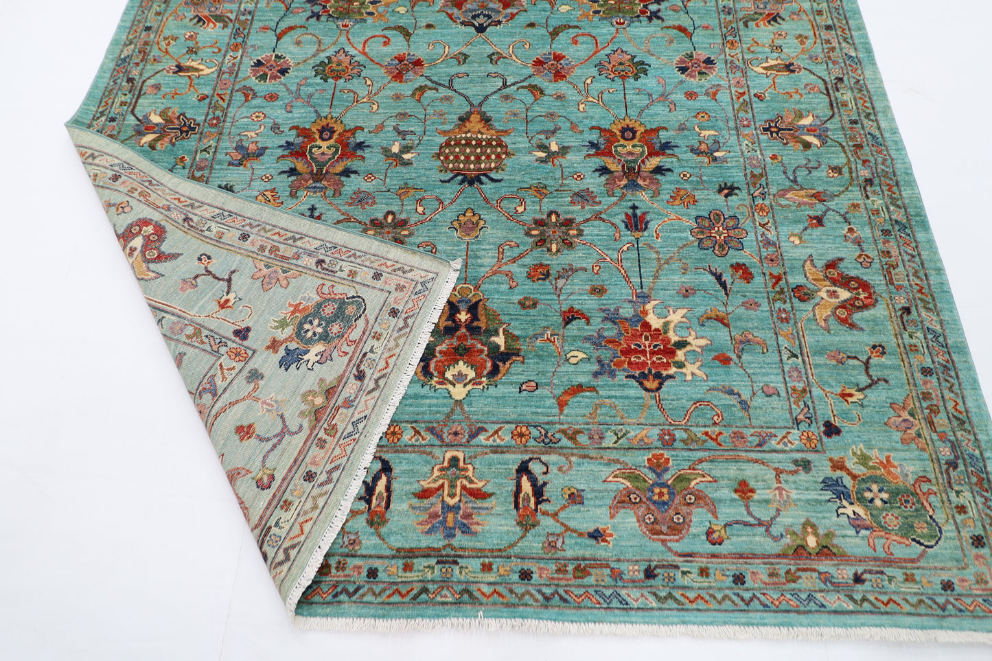 196 x 296 cm | Sultani Floral Area Rug Afghan Hand Knotted Veg Dye Wool carpet