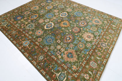 242 x 302 cm | Serapi Green Area Rug Afghan Hand Knotted Veg Dye Wool carpet
