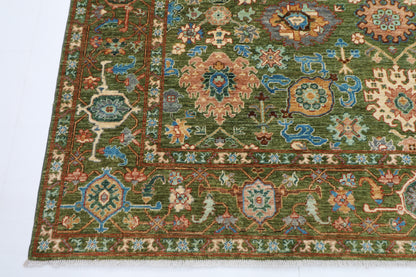 242 x 302 cm | Serapi Green Area Rug Afghan Hand Knotted Veg Dye Wool carpet