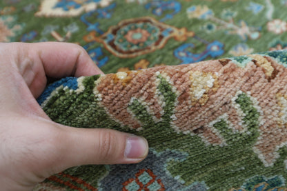 242 x 302 cm | Serapi Green Area Rug Afghan Hand Knotted Veg Dye Wool carpet