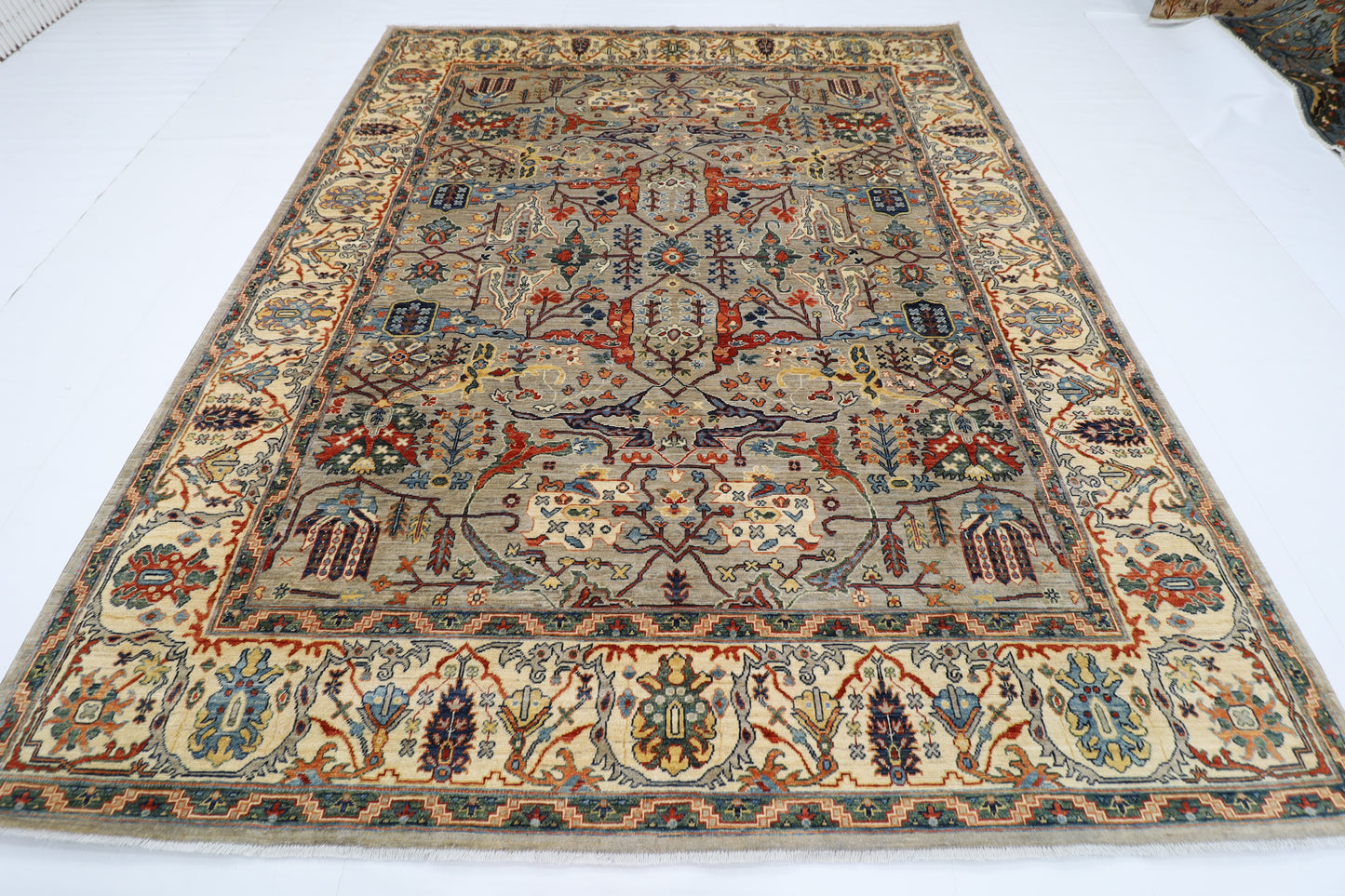 251 x 306 cm | Bidjar Gray Area Rug Afghan Hand Knotted Veg Dye Wool carpet