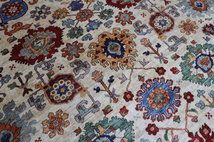 362 x 452 cm |  floral beige large Area Rug Afghan Hand Knotted veg Dye Wool carpet