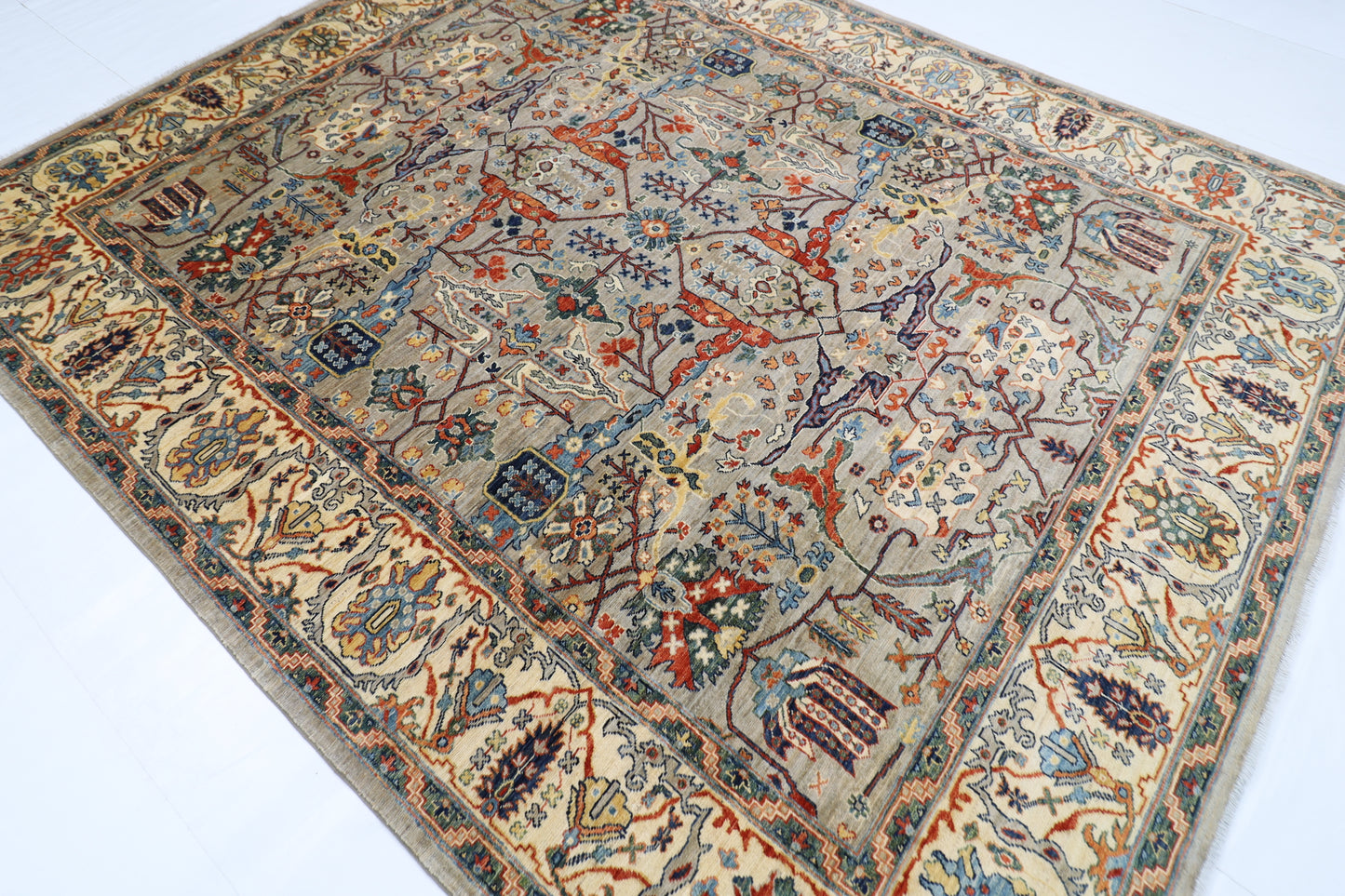 251 x 306 cm | Bidjar Gray Area Rug Afghan Hand Knotted Veg Dye Wool carpet