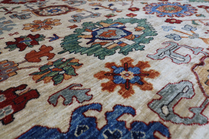 362 x 452 cm |  floral beige large Area Rug Afghan Hand Knotted veg Dye Wool carpet