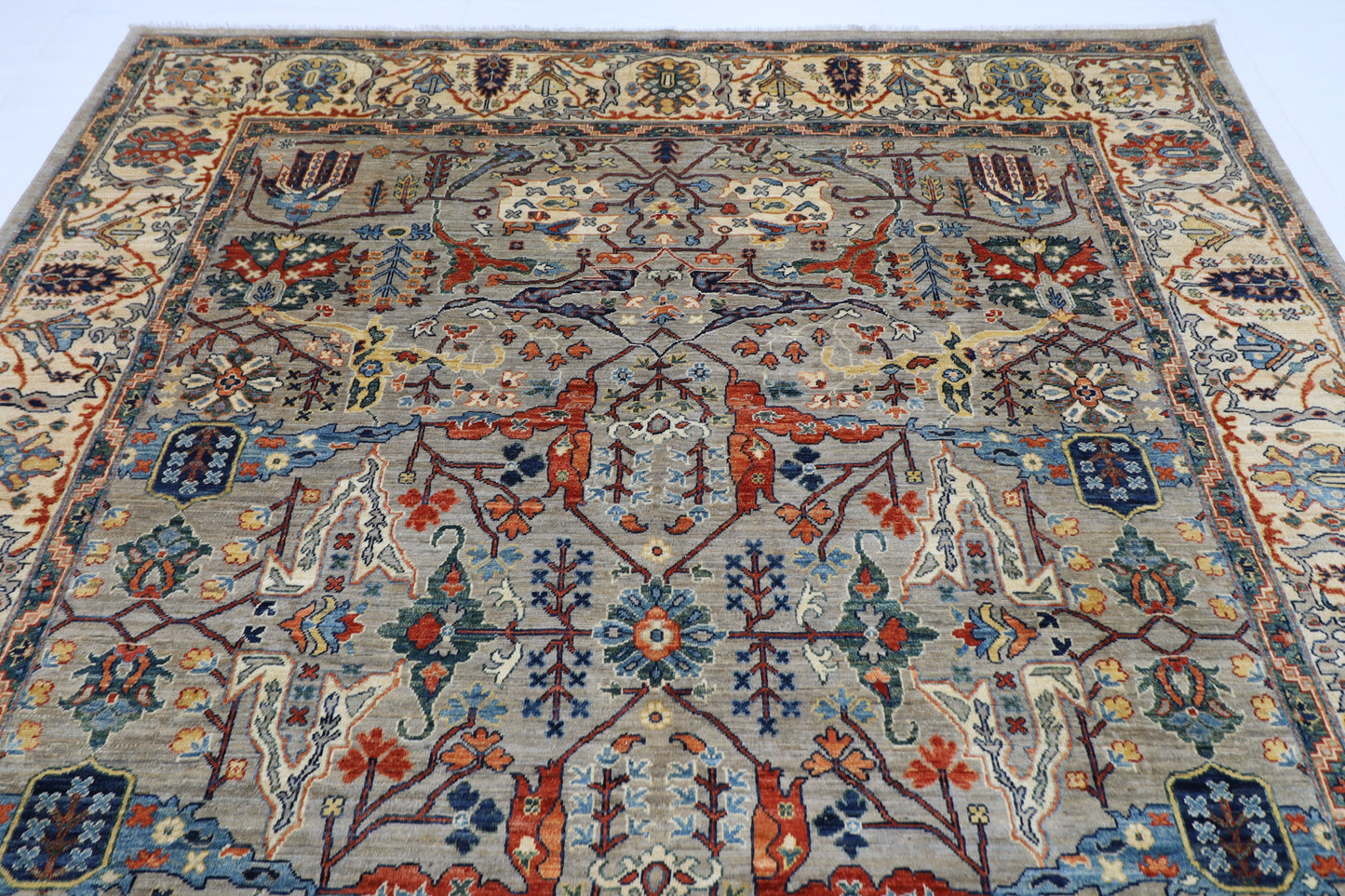 251 x 306 cm | Bidjar Gray Area Rug Afghan Hand Knotted Veg Dye Wool carpet