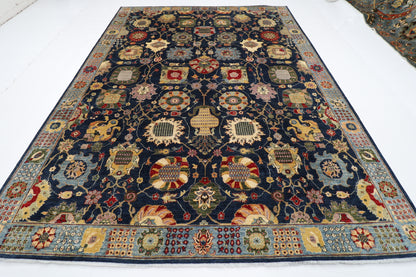 270 x 358 cm | Serapi Navy Blue Area Rug Afghan Hand Knotted Veg Dye Wool carpet