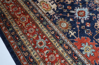 368 x 450 cm |  floral Tribal Blue large Area Rug Afghan Hand Knotted veg Dye Wool carpet