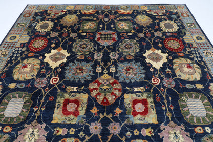 270 x 358 cm | Serapi Navy Blue Area Rug Afghan Hand Knotted Veg Dye Wool carpet