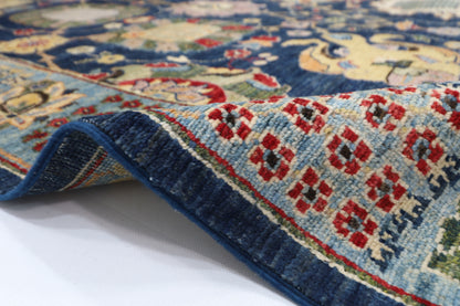 270 x 358 cm | Serapi Navy Blue Area Rug Afghan Hand Knotted Veg Dye Wool carpet