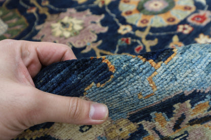 270 x 358 cm | Serapi Navy Blue Area Rug Afghan Hand Knotted Veg Dye Wool carpet