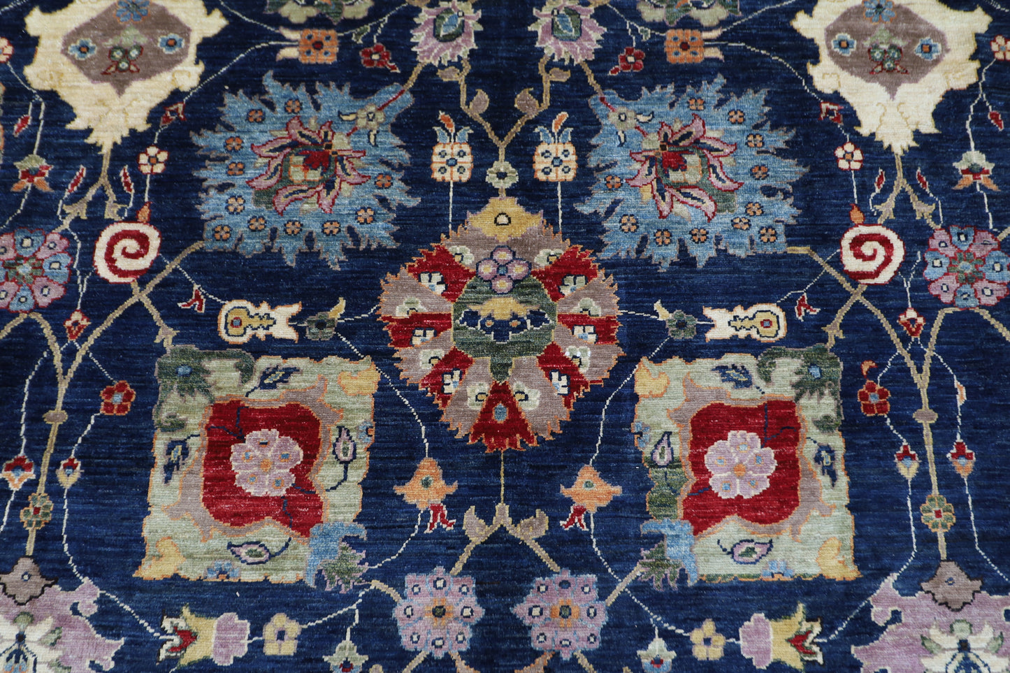 270 x 358 cm | Serapi Navy Blue Area Rug Afghan Hand Knotted Veg Dye Wool carpet