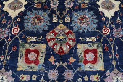 270 x 358 cm | Serapi Navy Blue Area Rug Afghan Hand Knotted Veg Dye Wool carpet