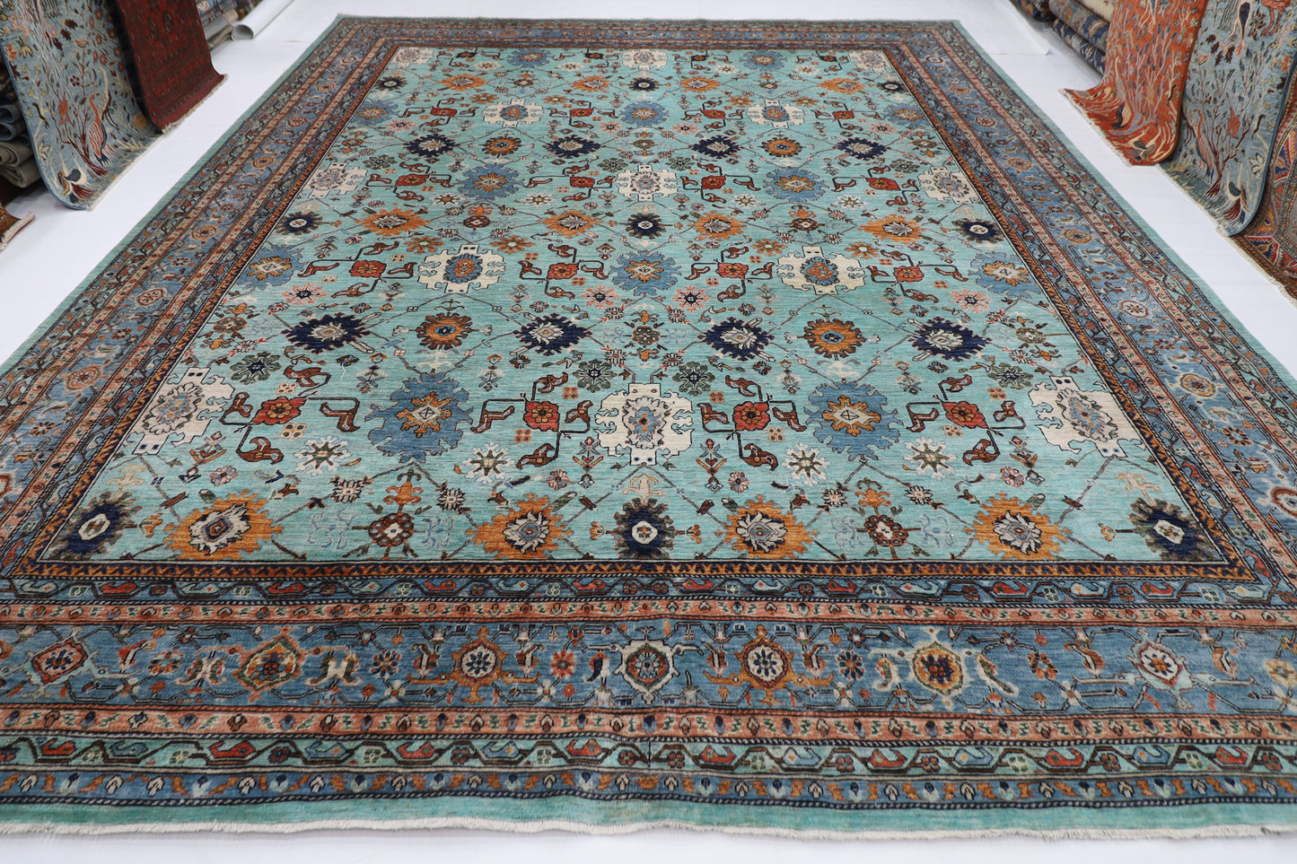 357 x 446 cm |  floral Tribal large Area Rug Afghan Hand Knotted veg Dye Wool carpet