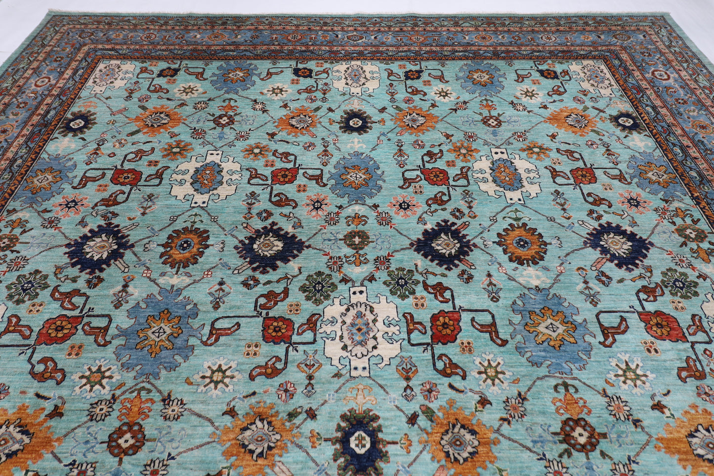 357 x 446 cm |  floral Tribal large Area Rug Afghan Hand Knotted veg Dye Wool carpet