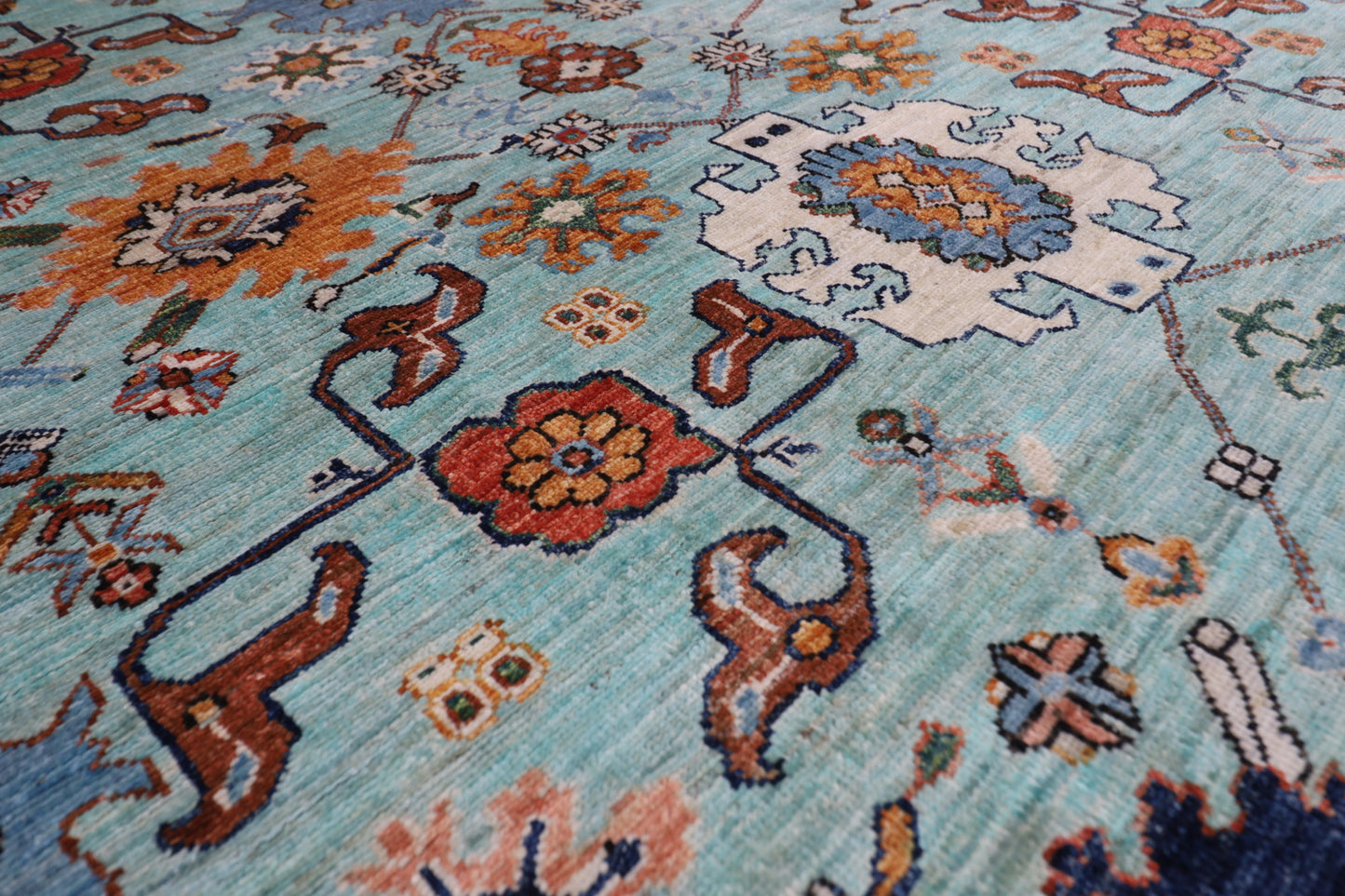 357 x 446 cm |  floral Tribal large Area Rug Afghan Hand Knotted veg Dye Wool carpet