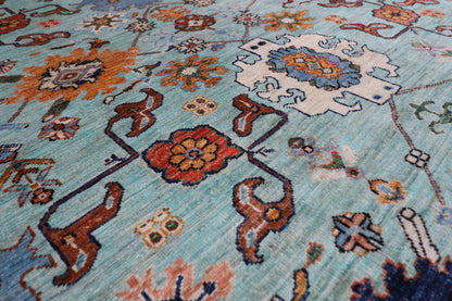357 x 446 cm |  floral Tribal large Area Rug Afghan Hand Knotted veg Dye Wool carpet