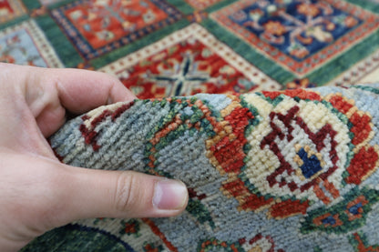 256 x 350 cm | Oriental Geometric Green Area Rug Afghan Hand Knotted Veg Dye Wool carpet