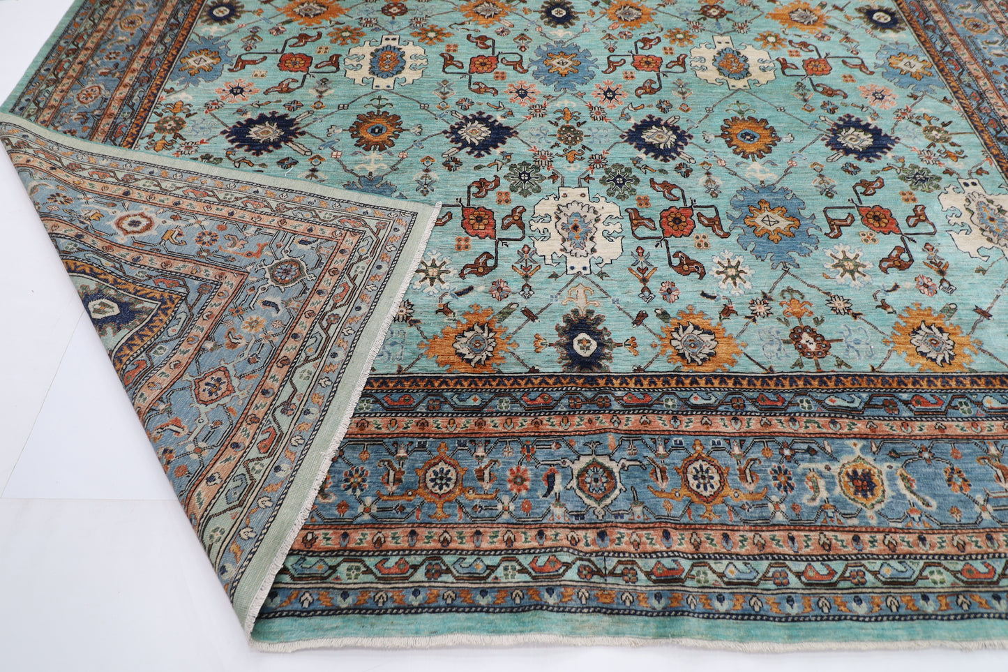 357 x 446 cm |  floral Tribal large Area Rug Afghan Hand Knotted veg Dye Wool carpet