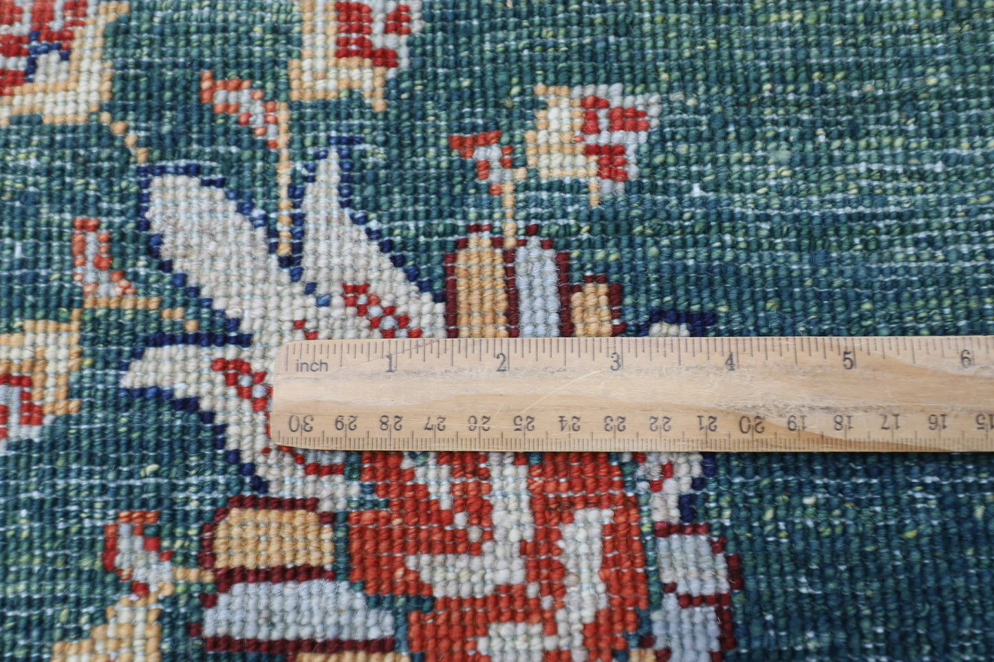 256 x 350 cm | Oriental Geometric Green Area Rug Afghan Hand Knotted Veg Dye Wool carpet